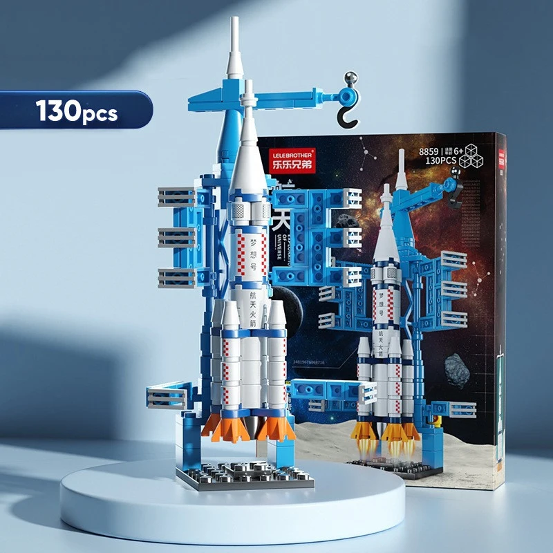 107 Piece DIY Building Blocks Space Rocket Craft Launch Center Base Puzzle Model Assembling Bricks Small Set Education Boys Toy thumbnail 3