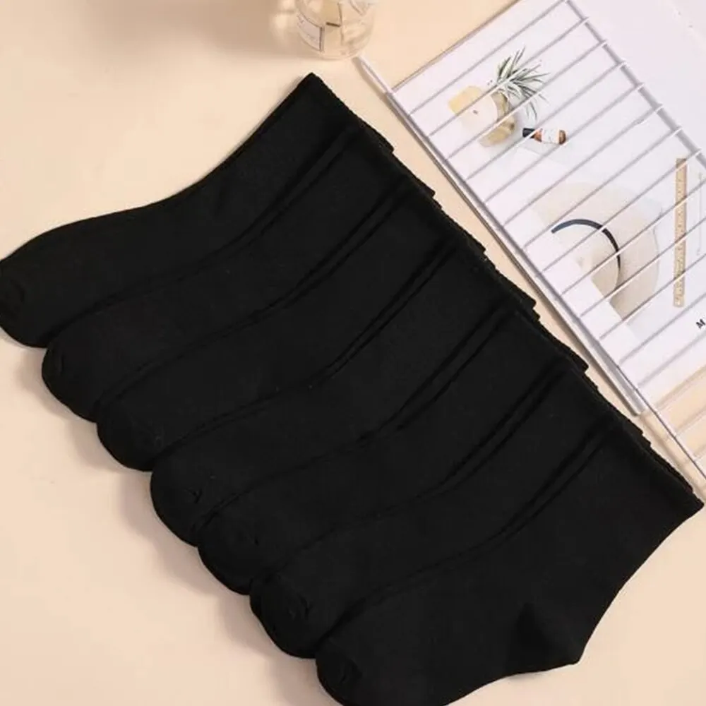 7/10 Pairs Mid Length Socks Women Classic Black White Solid Color Fashionable Casual Sports Sweat Absorbing Breathable Men Socks thumbnail 5