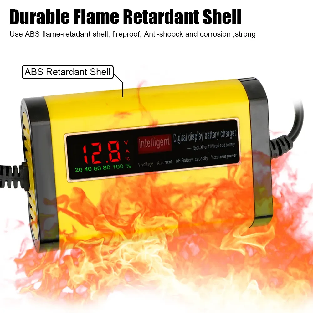 Full Automatic Car Battery Charger Digital LCD Display 2A Fast Charging 3 Stages Lead Acid AGM GEL Battery-chargers thumbnail 5