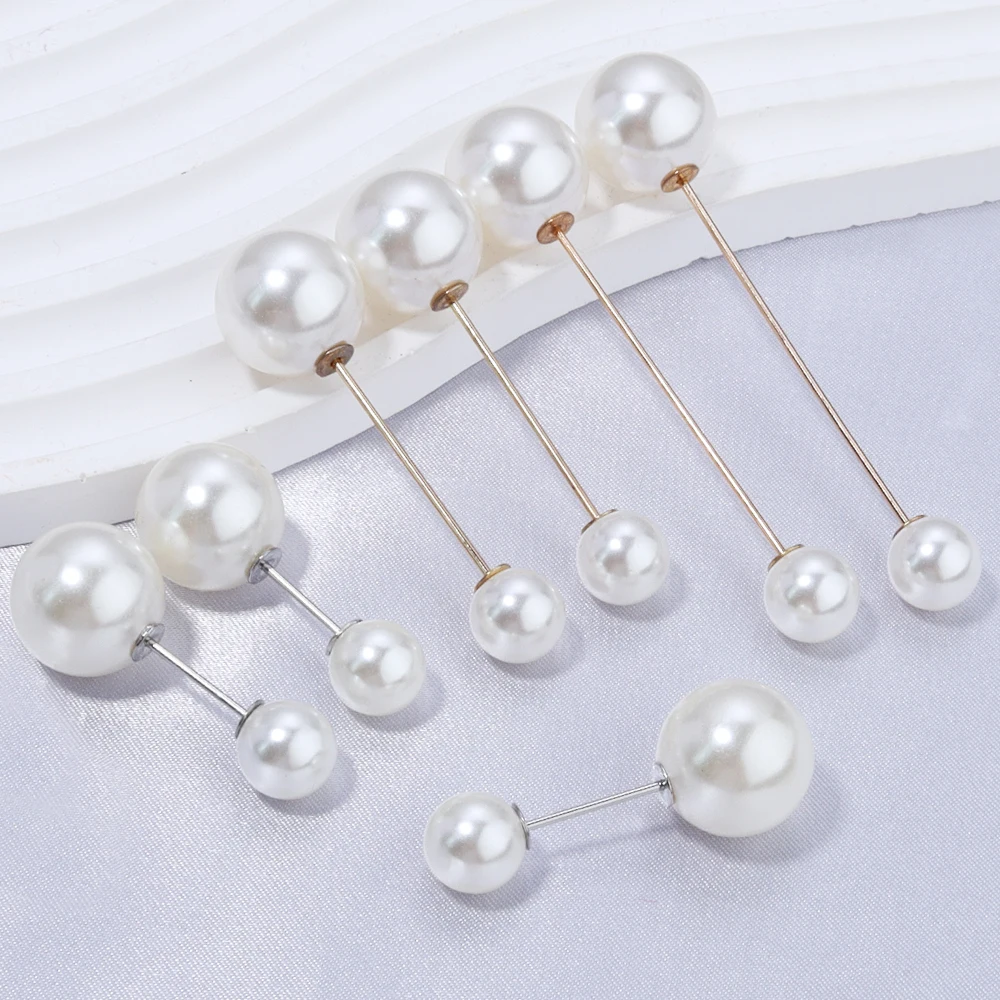 10Pcs/Lot Imitation Double Pearl Brooches Beige Color Fixing Clothes Pin Sweater Dress Safety Pins Diy Women Trendy Jewelry thumbnail 2