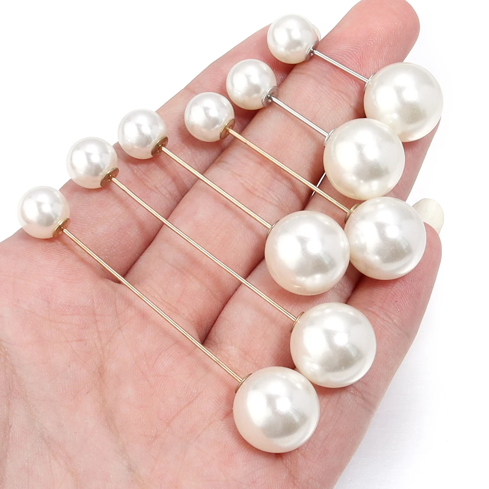 10Pcs/Lot Imitation Double Pearl Brooches Beige Color Fixing Clothes Pin Sweater Dress Safety Pins Diy Women Trendy Jewelry thumbnail 5