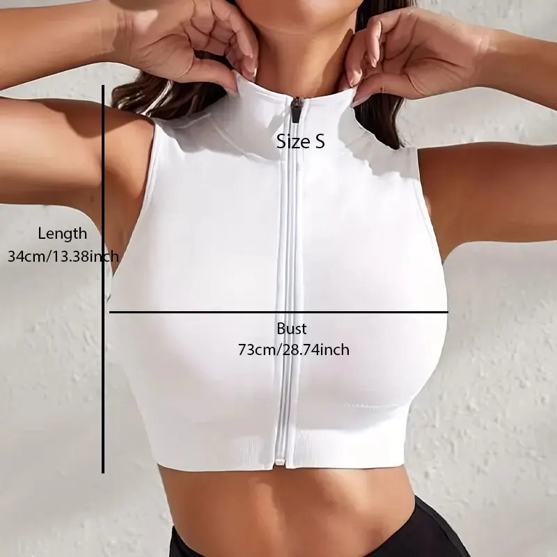 Women's 2-piece Set Close-fitting Breathable Sexy Yoga Zipper Exercise Fitness Vest Top thumbnail 6