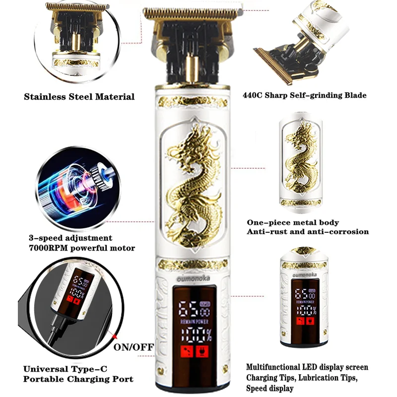 Professional Hair Clipper for Men Cutting Machine Shaving Haircut Beard trimmer Barber Cutter Mower Men's Electric Shaver thumbnail 2