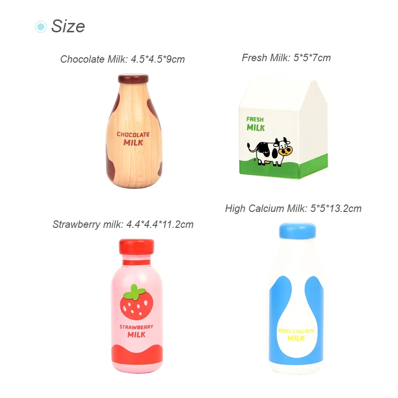 Children Pretend Play Wooden Milk Drink Set Kitchen Food Toys Montessori Learning Educational Kids Simulation Imitation Game thumbnail 5