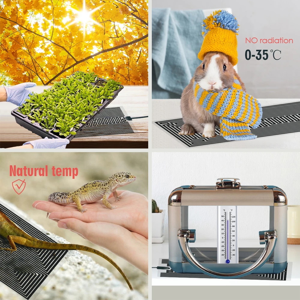 5-45W Warmer Heat Mat Plants Heating Pad Reptile Terrarium Heaters with Temperature Control for Indoor Garden Plants Reptiles thumbnail 6