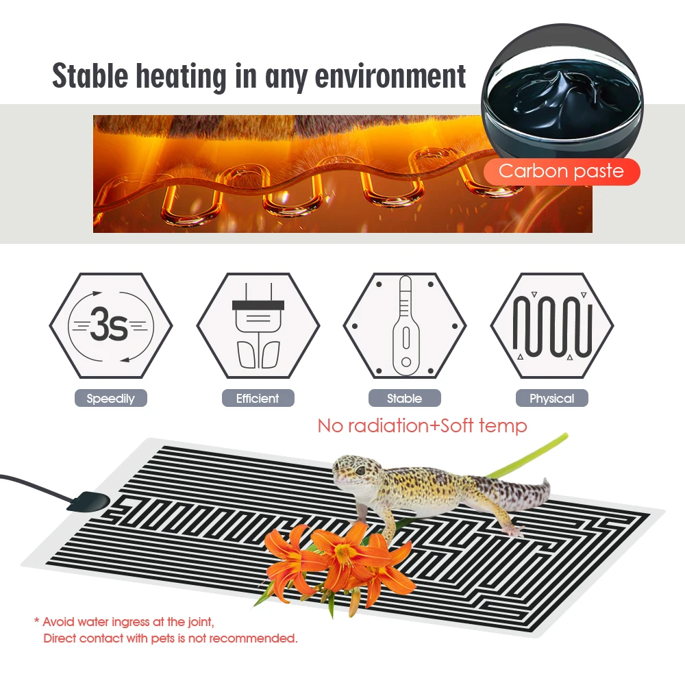 5-45W Warmer Heat Mat Plants Heating Pad Reptile Terrarium Heaters with Temperature Control for Indoor Garden Plants Reptiles thumbnail 2
