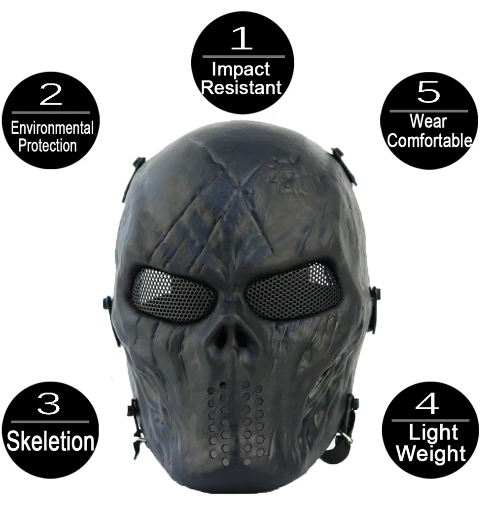 Tactical Full Face Protective Mask Halloween Masquerade War Game Shooting Equipment Hunting Airsoft Paintball Masks thumbnail 4