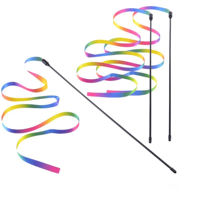 Pet Cat Toys Cute Funny Rainbow Strips Stick Cat Teaser Wand  Pet Toys for Cats Interactive Toys Cat Supplies Pet Products thumbnail 3