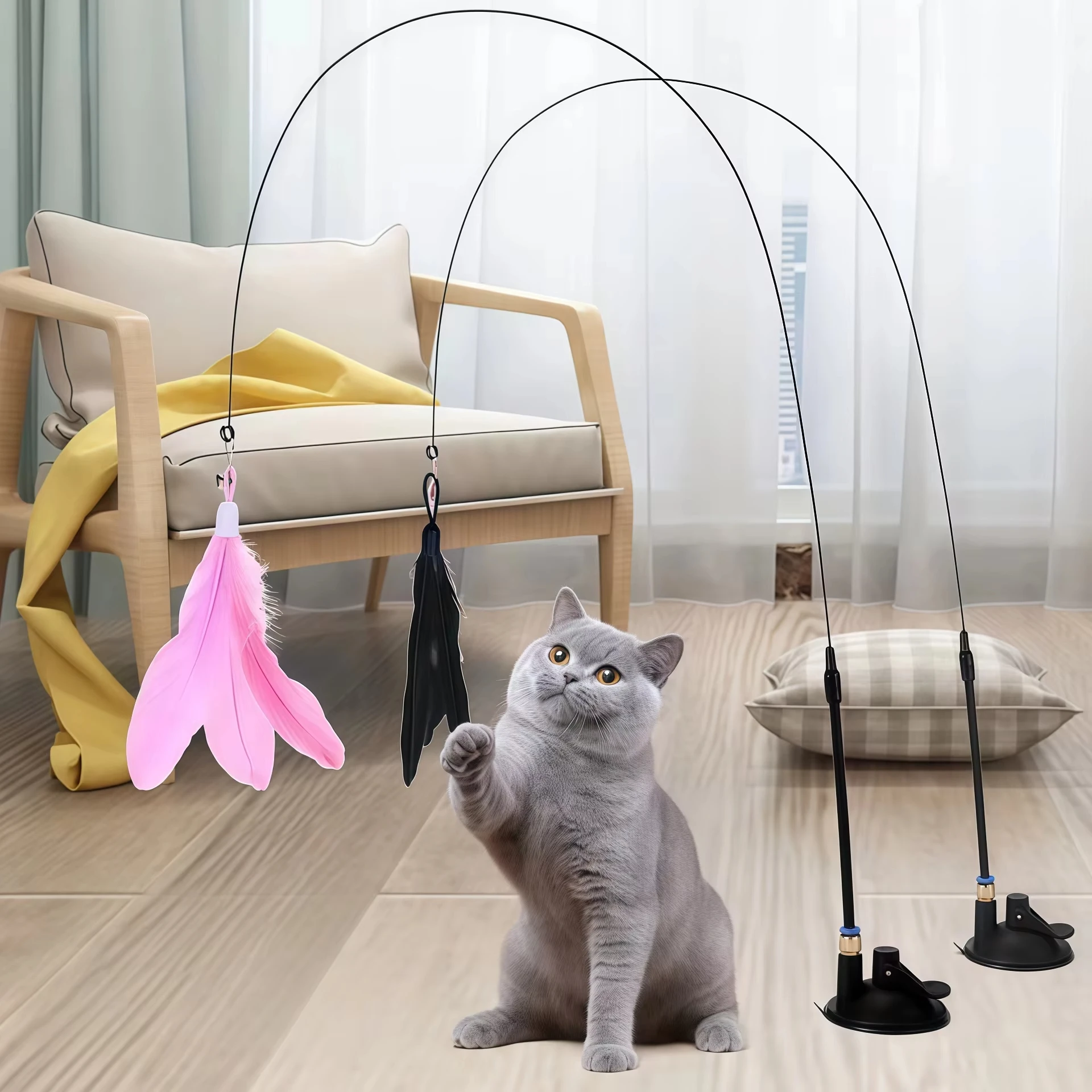 Pet Cat Toys Cute Funny Rainbow Strips Stick Cat Teaser Wand  Pet Toys for Cats Interactive Toys Cat Supplies Pet Products thumbnail 5