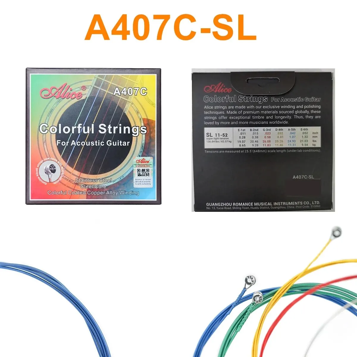 Alice Acoustic Guitar Strings 6 Pcs/Set Musical Instrument Guitar Parts Accessories 206/306/406/407C-SL thumbnail 6