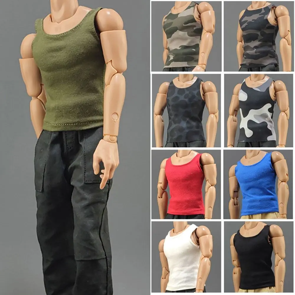 1/6 Miniature Soldier Clothing Round Neck T-shirt Male Hiking Casual Tank Bottom Female Sports Tops Action Doll Accessory