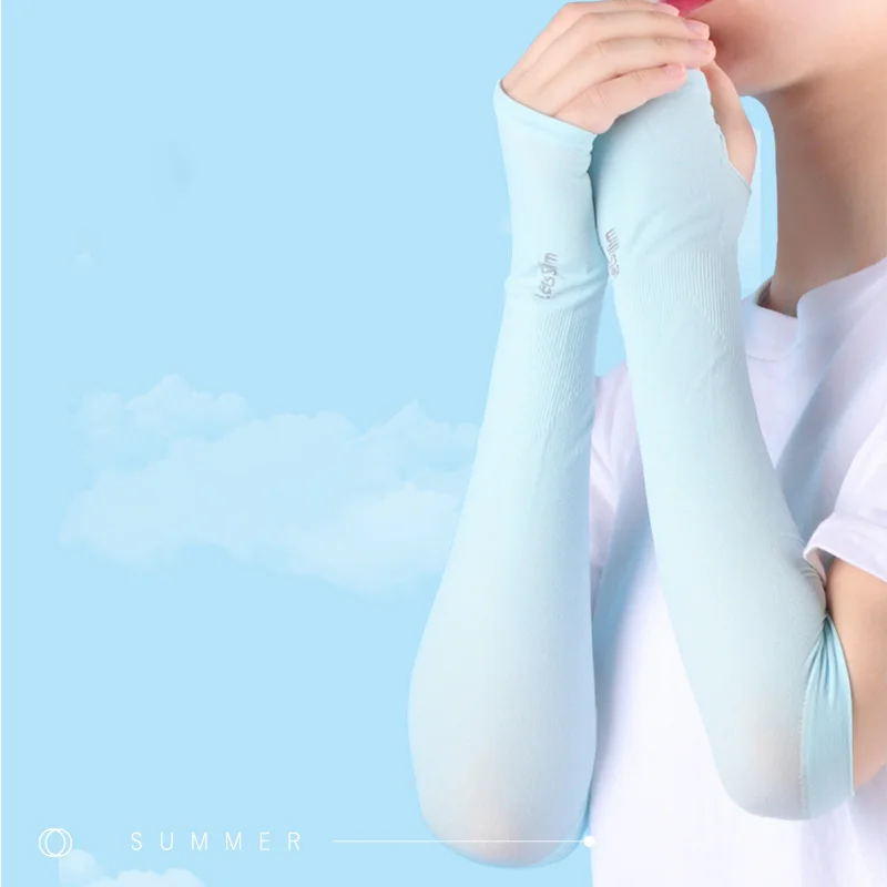 Anti-UV Arm Covers for Men Women Cycling Fingerless Gloves Summer Sport Ice Silk Cool Scarf Silk Elastic Arm Covers Driving thumbnail 5