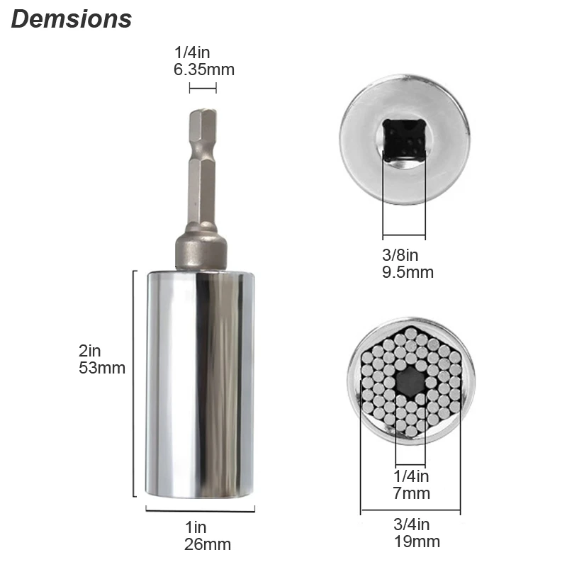 Universal Socket Wrench Torque Head Set Ratchet Super Sleeve Gadget Power Drill Adapter Magic Grip Spanner Key Multifunctional thumbnail 2