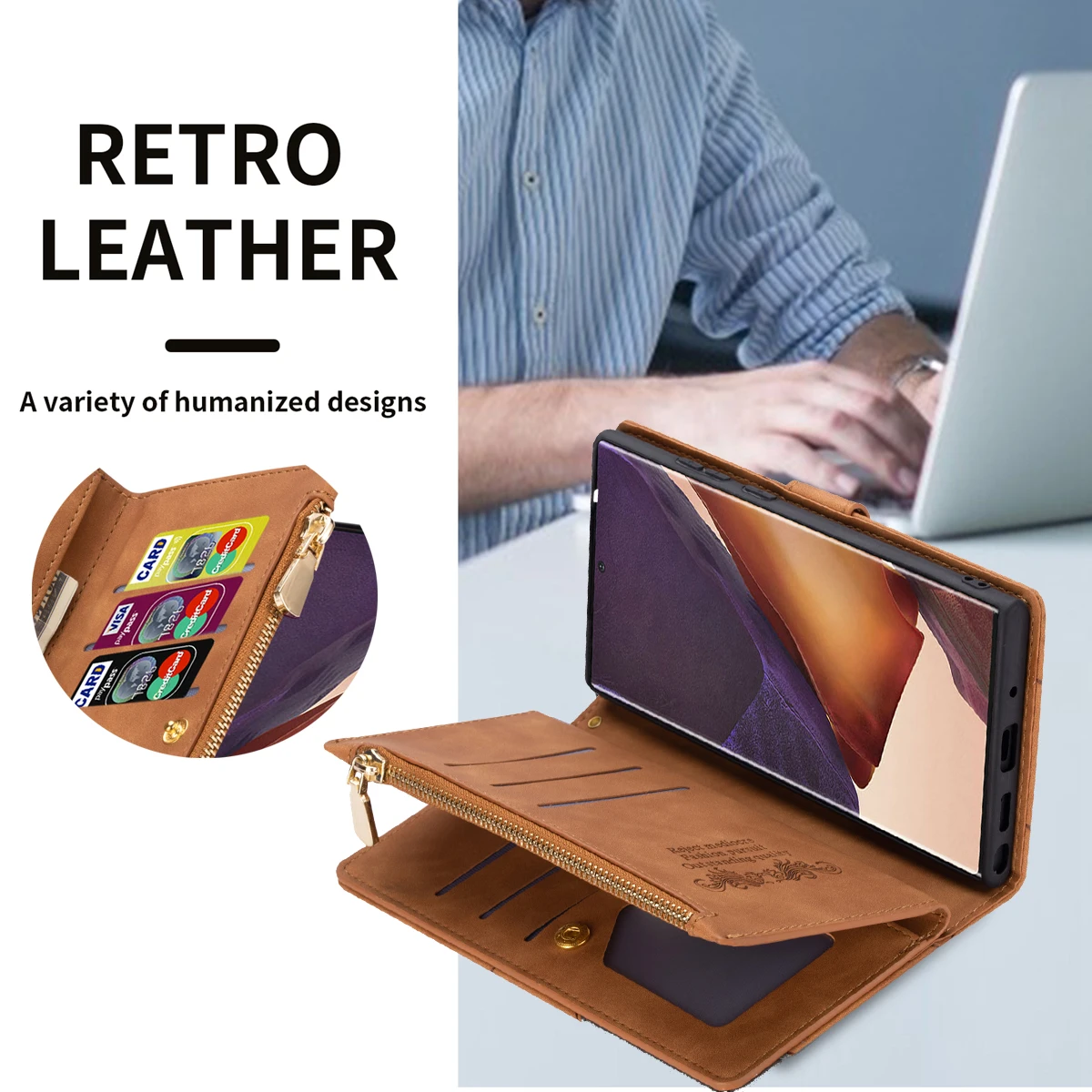 Leather Flip Wallet Case For Samsung Galaxy S23 FE S22 Ultra S21 Plus Note20 A14 A34 A54 A24 A13 A33 A53 A23 A52 Card Solt Cover thumbnail 5