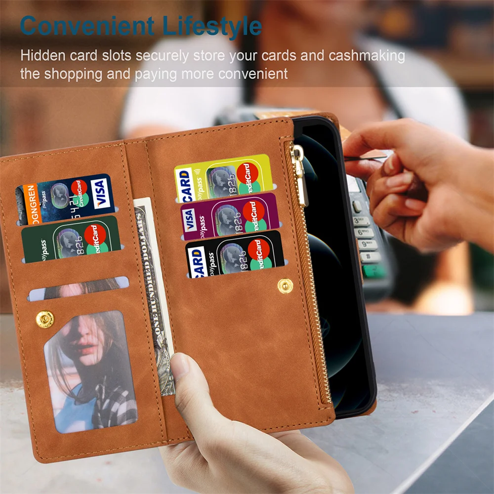 Leather Flip Wallet Case For Samsung Galaxy S23 FE S22 Ultra S21 Plus Note20 A14 A34 A54 A24 A13 A33 A53 A23 A52 Card Solt Cover thumbnail 2