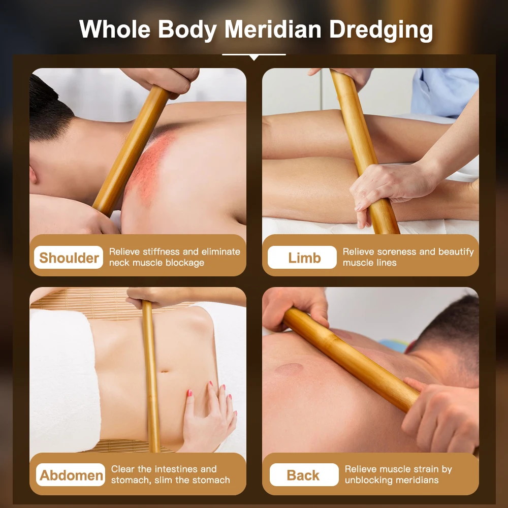 Natural Bamboo Massage Stick Wood Therapy Massage Sticks Kit for Body Spa Gouache Back Acupuncture Physiotherapy Accessories thumbnail 3
