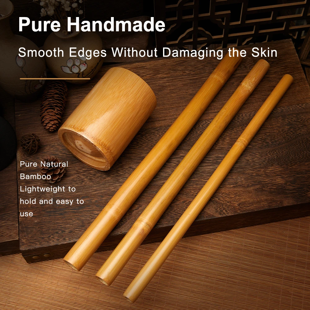 Natural Bamboo Massage Stick Wood Therapy Massage Sticks Kit for Body Spa Gouache Back Acupuncture Physiotherapy Accessories thumbnail 2