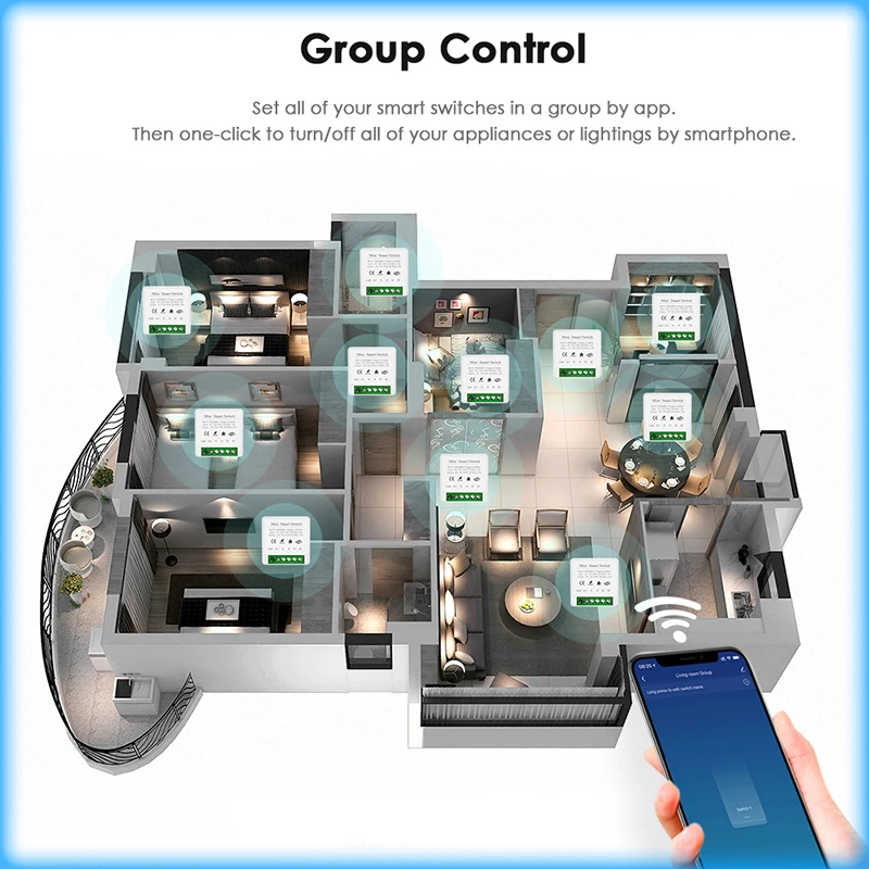Aubess 16A Switch Tuya Wi-Fi Smart Switch Support 2-Way Control Power Monitor Energy Saving Light Switch Module 110V 220V thumbnail 5
