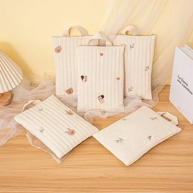 Cotton Baby Diaper Bag Nappy Pouch Travel Stroller Storage Bags South Korea's Ins Cute Bear Embroidery Mommy Bag Handbags thumbnail 3