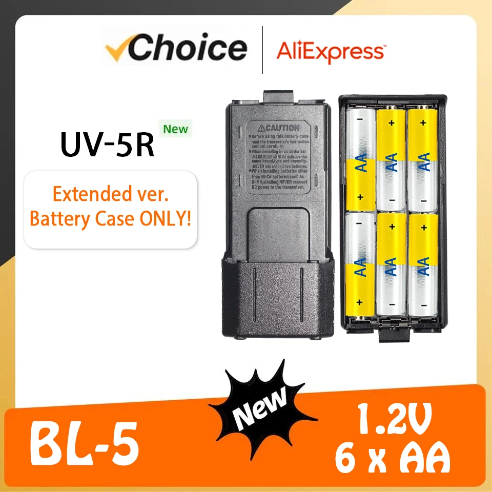 Baofeng UV-5R Battery Case BL-5 AAA batteries Shell Extended AA Battery Housing for UV-5R DM-5R UV-5RE Walkie Talkie Accessories thumbnail 2