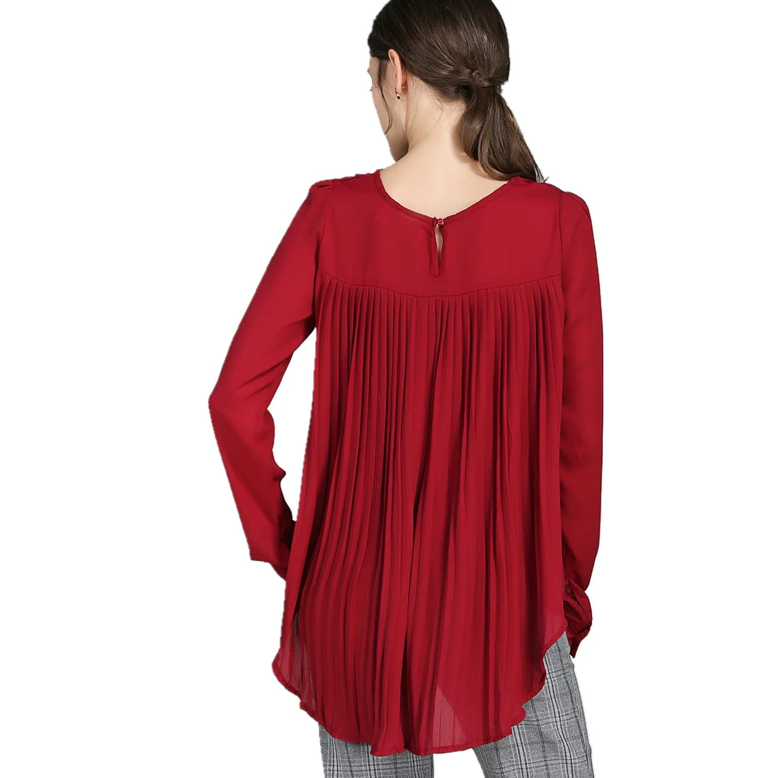 Blouse long-sleeved V-neck elegant ladies chiffon shirt top fashion office work shirt thumbnail 2