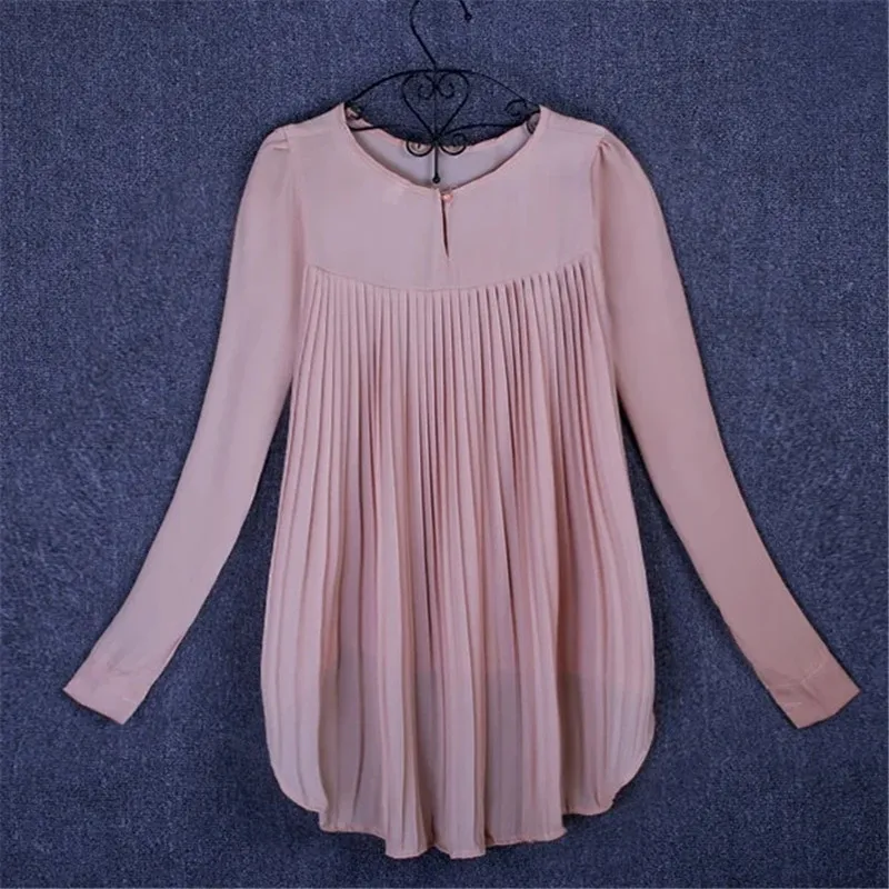Blouse long-sleeved V-neck elegant ladies chiffon shirt top fashion office work shirt thumbnail 5