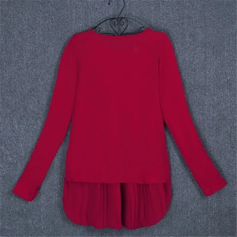 Blouse long-sleeved V-neck elegant ladies chiffon shirt top fashion office work shirt thumbnail 3
