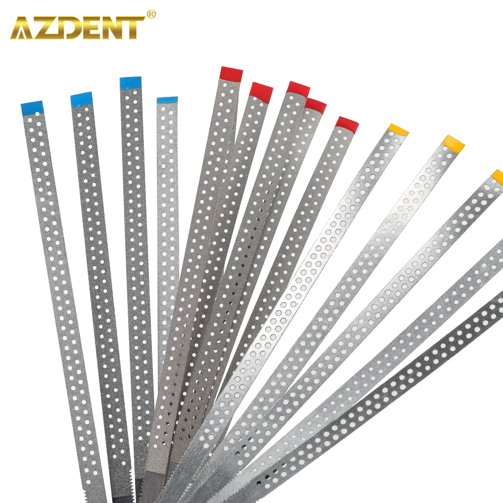 AZDENT Dental Diamond Polishing Strips 5pc Stainless Steel Orthodontic IPR Strip Fine Medium Single/Double Side Composite Polish thumbnail 5