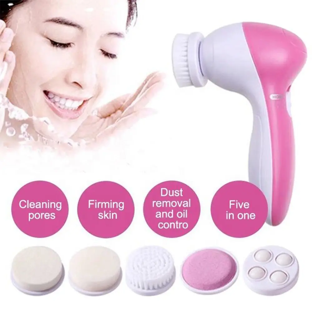 Electric Facial Cleaner 5 IN 1 Face Cleansing Brush Wash Machine Spa Skin Care Massager Blackhead Cleaning Facial Cleanser Tools thumbnail 2
