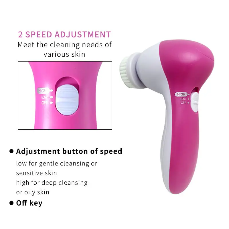 Electric Facial Cleaner 5 IN 1 Face Cleansing Brush Wash Machine Spa Skin Care Massager Blackhead Cleaning Facial Cleanser Tools thumbnail 3