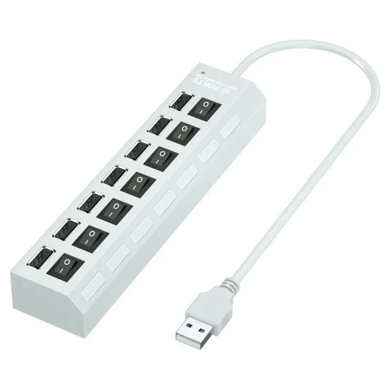 USB Hub 7 Port Multi USB Splitter Power Adapter Multiple Expander With On Off Switch For PC Laptop MacBook Accessories thumbnail 3
