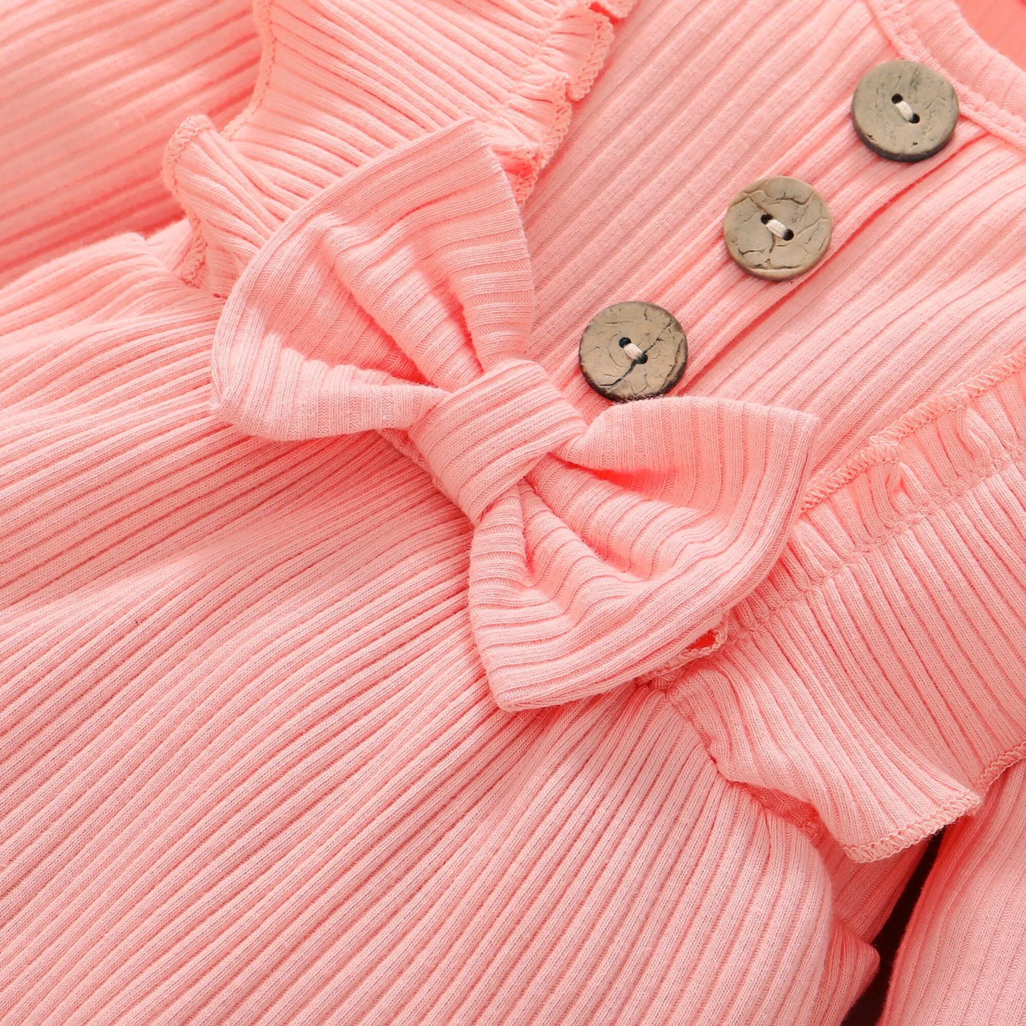Newborn Baby Girl Romper Long Sleeved Ruffle Bodysuit with Headband Autumn & Winter Onesie Outfit Clothing for Baby 0-18 Months thumbnail 4