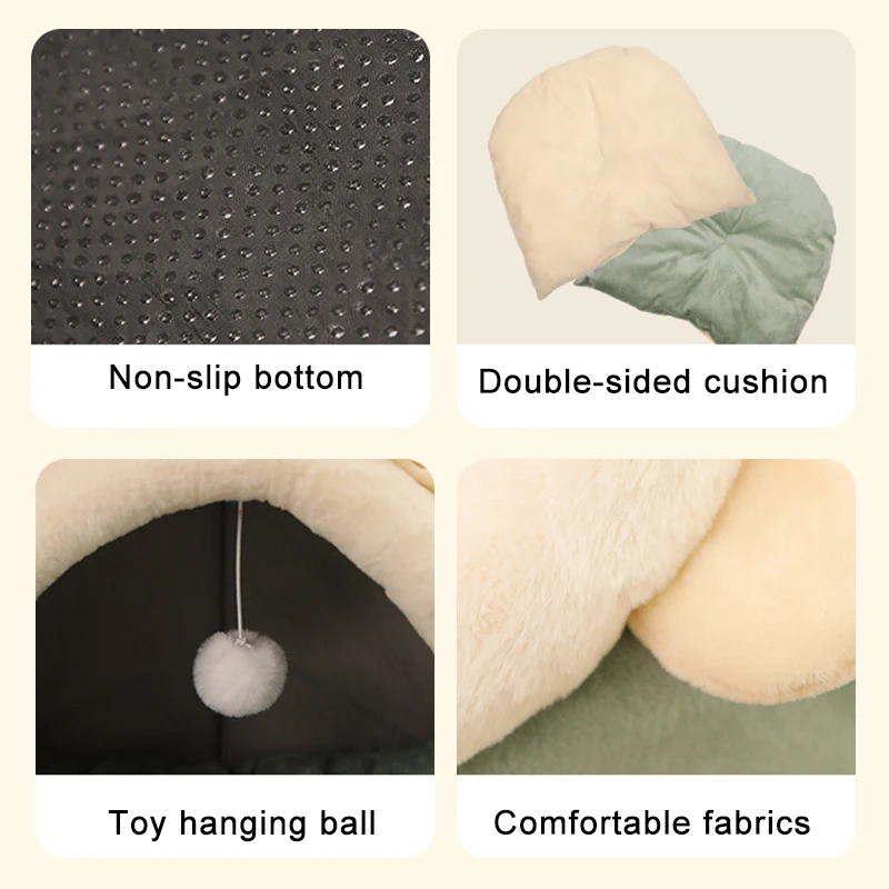 Pet Tent Cave Bed for Cats Small Dogs Self-Warming Cat Tent Bed Cat Hut Comfortable Pet Sleeping Bed Foldable Removable Washable thumbnail 6