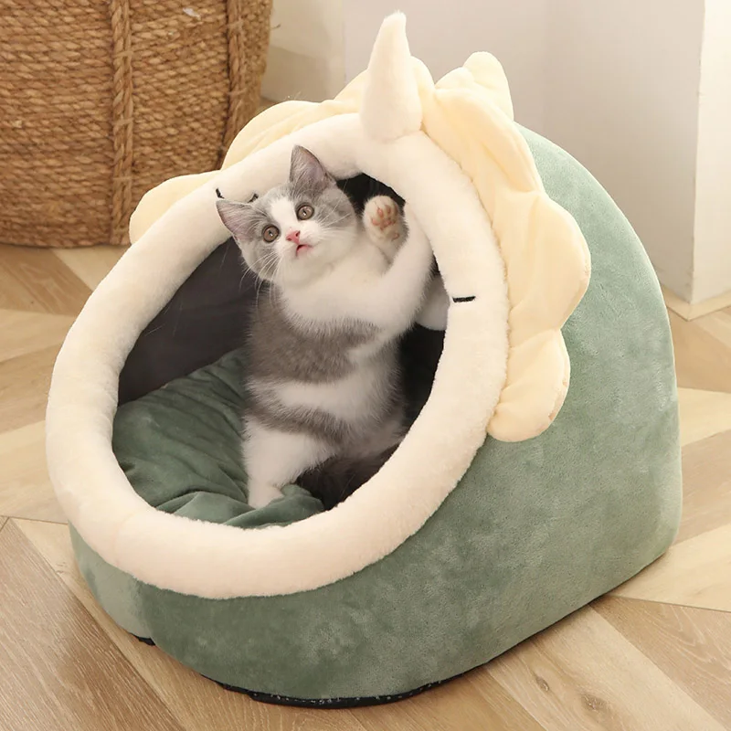 Pet Tent Cave Bed for Cats Small Dogs Self-Warming Cat Tent Bed Cat Hut Comfortable Pet Sleeping Bed Foldable Removable Washable thumbnail 2
