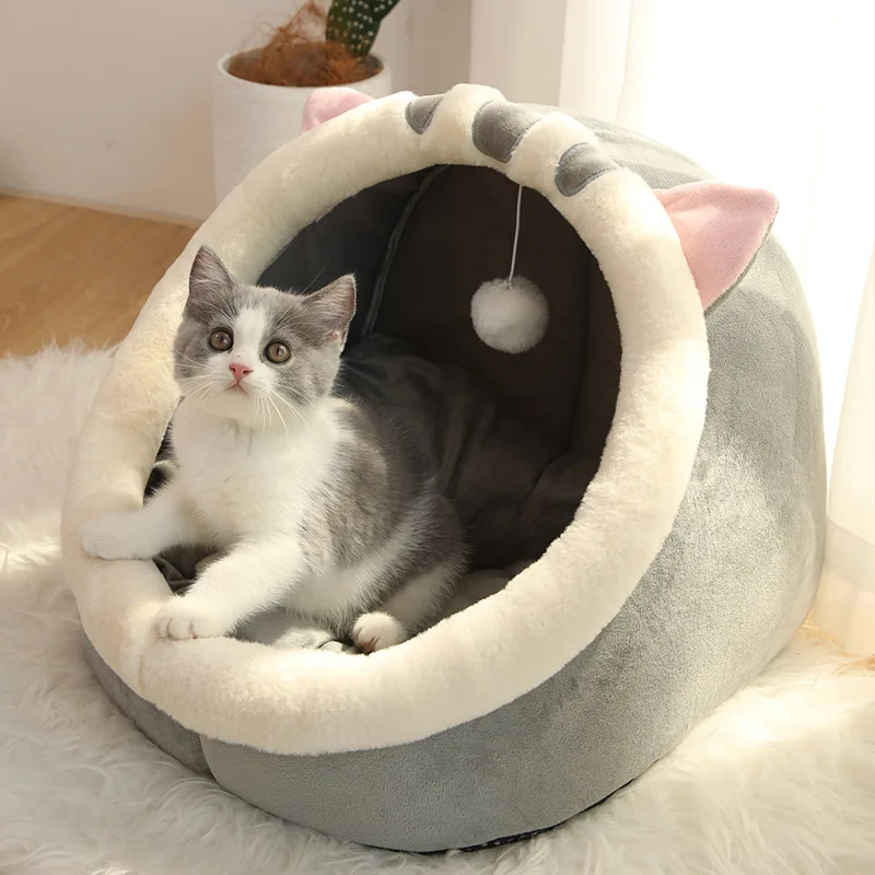Pet Tent Cave Bed for Cats Small Dogs Self-Warming Cat Tent Bed Cat Hut Comfortable Pet Sleeping Bed Foldable Removable Washable thumbnail 4