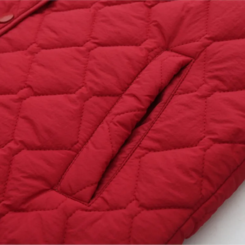 Simple Raglan Sleeve Thin Parkas Women Autumn Winter Plus Size Casual Clothing Argyle Padded Coat Thermal Quilted Jacket thumbnail 4