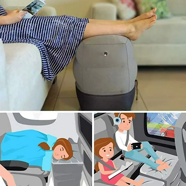 Inflatable Travel Foot Rest Pillow for Kids Airplane Bed Adjustable Height Leg Pillow A Flat Bed for Toddlers Adults Train Car