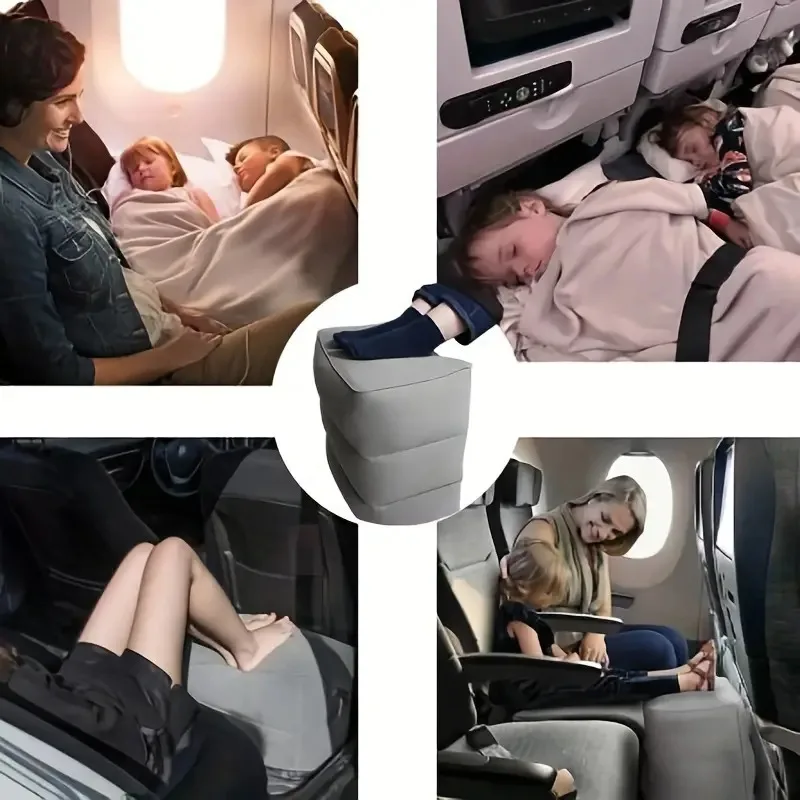 Inflatable Travel Foot Rest Pillow for Kids Airplane Bed Adjustable Height Leg Pillow A Flat Bed for Toddlers Adults Train Car thumbnail 2