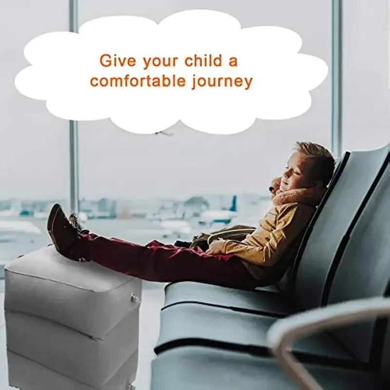 Inflatable Travel Foot Rest Pillow for Kids Airplane Bed Adjustable Height Leg Pillow A Flat Bed for Toddlers Adults Train Car thumbnail 4