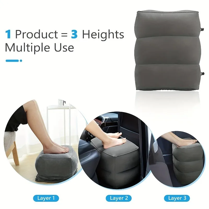 Inflatable Travel Foot Rest Pillow for Kids Airplane Bed Adjustable Height Leg Pillow A Flat Bed for Toddlers Adults Train Car thumbnail 6