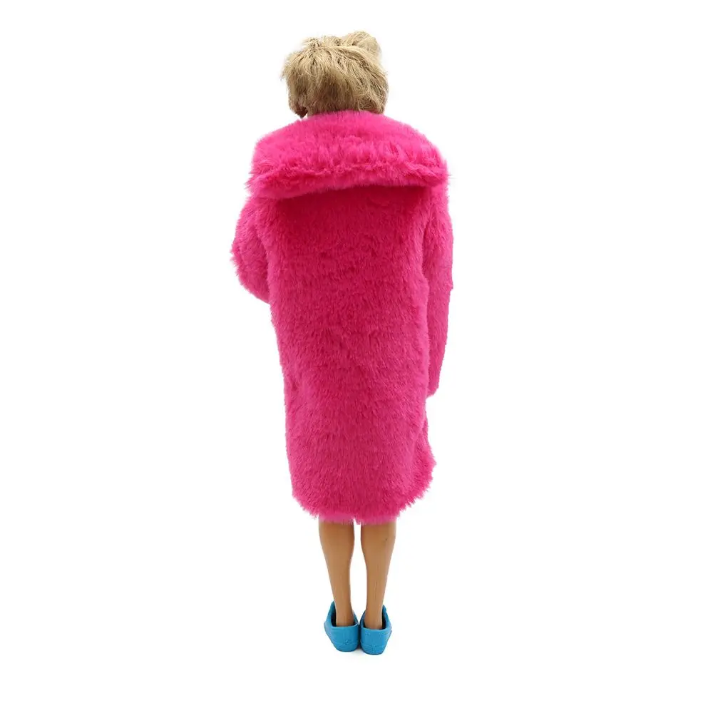 30CM Doll Clothes Fashion Long Fur Coat Big Collar Plush Overcoat For 27-29cm Dolls Accessories Everyday Wear Kids Toy thumbnail 2