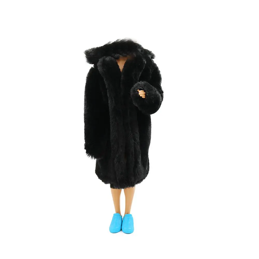 30CM Doll Clothes Fashion Long Fur Coat Big Collar Plush Overcoat For 27-29cm Dolls Accessories Everyday Wear Kids Toy thumbnail 5