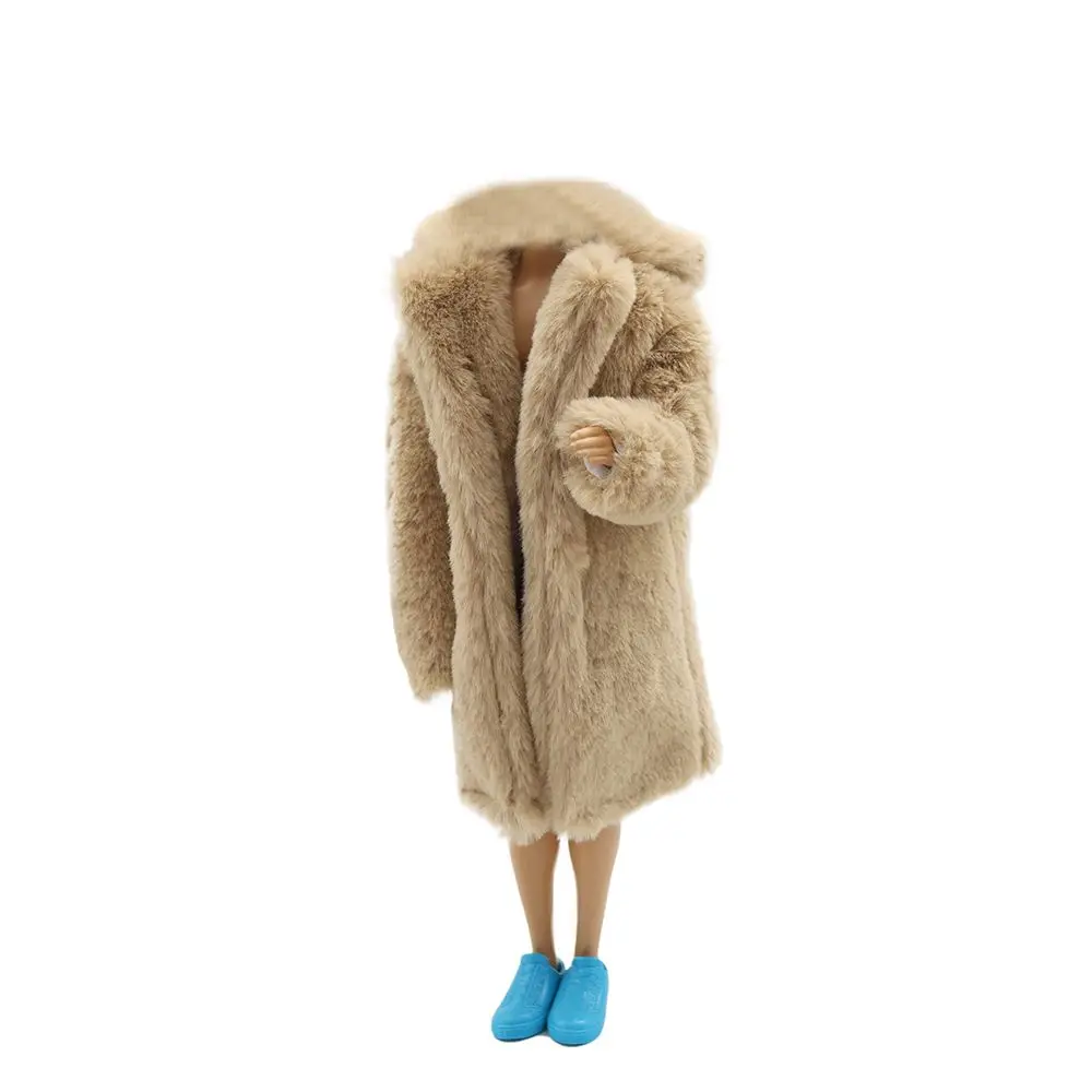 30CM Doll Clothes Fashion Long Fur Coat Big Collar Plush Overcoat For 27-29cm Dolls Accessories Everyday Wear Kids Toy thumbnail 4
