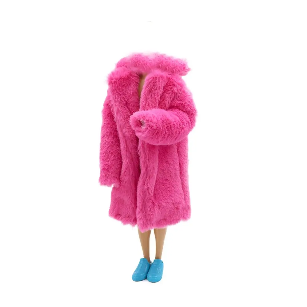 30CM Doll Clothes Fashion Long Fur Coat Big Collar Plush Overcoat For 27-29cm Dolls Accessories Everyday Wear Kids Toy thumbnail 3