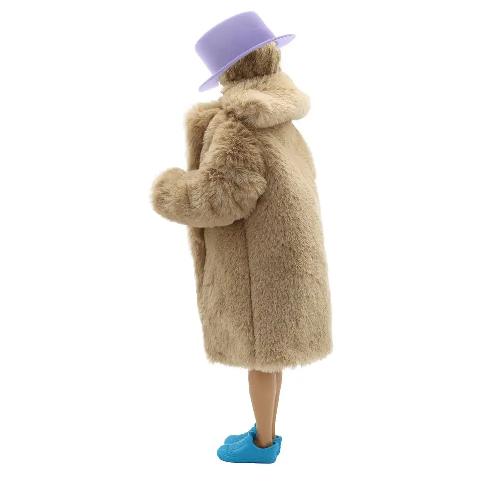 30CM Doll Clothes Fashion Long Fur Coat Big Collar Plush Overcoat For 27-29cm Dolls Accessories Everyday Wear Kids Toy thumbnail 6