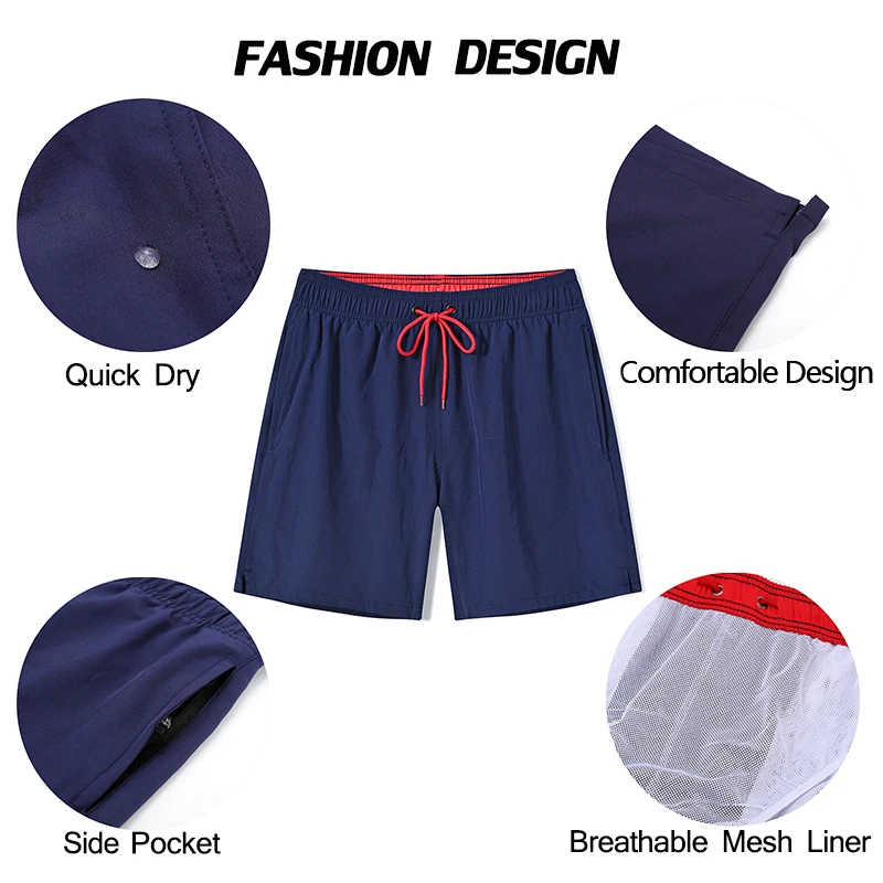 Escatch 2026 Mens Shorts Classic Quickly Dry Solid Sportswear Swim Trunks Beach Mesh Liner Surfing Traje De Baño Hombre Short thumbnail 3