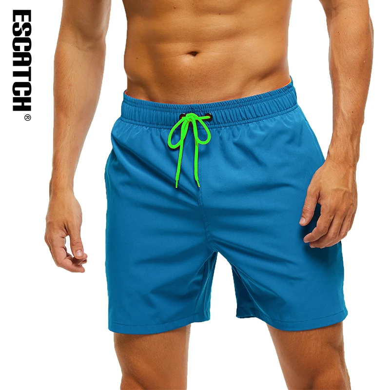 Escatch 2026 Mens Shorts Classic Quickly Dry Solid Sportswear Swim Trunks Beach Mesh Liner Surfing Traje De Baño Hombre Short