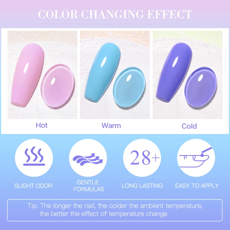 MEET ACROSS 7ml Thermal Gel Nail Polish Manicure 3 Layers Temperature Changing UV Gel Semi Permanent Soak Off Varnish Nail Art thumbnail 6