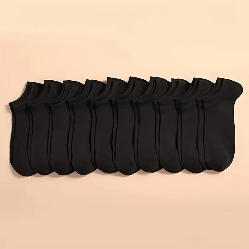 10 Pairs Unisex Casual Plain Color Boat Socks Thin Breathable Comfy Anti Odor Sweat-absorbing Low Cut Ankle Socks For Men Women thumbnail 3