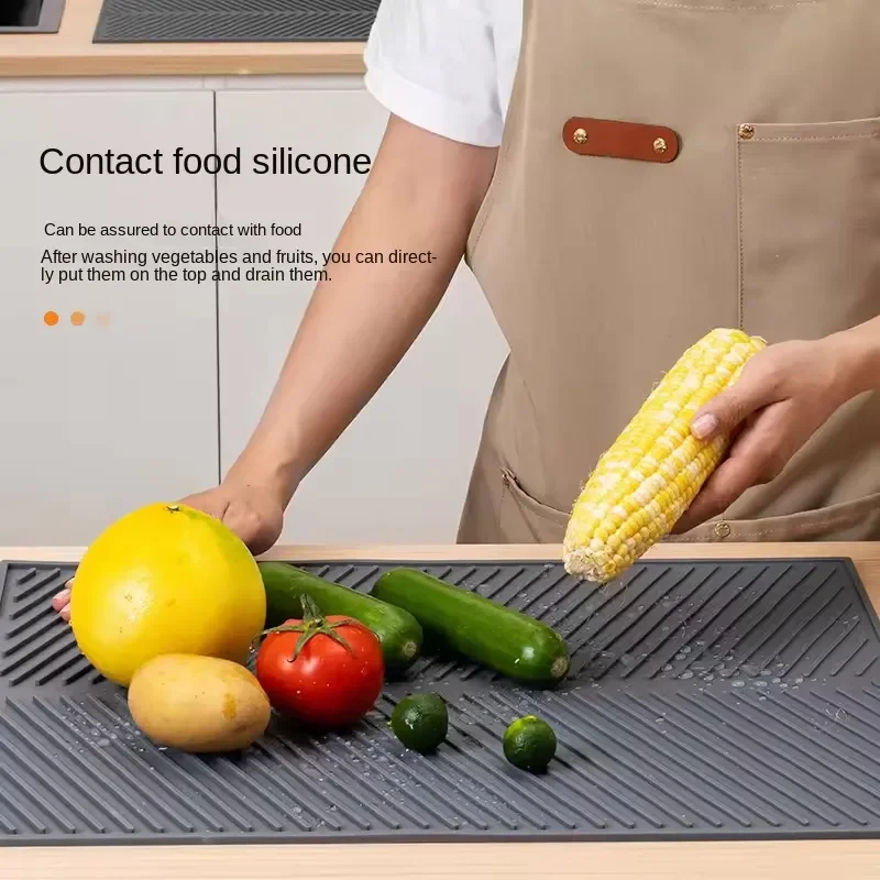 1PC Silicone Drain Pad Drying Mat Pots Dish Drain Mat For Kitchen Tableware Non-slip Mats Anti-scald Coaster Kitchen Utensils thumbnail 4